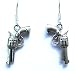 Revolver Gun Dangle Earrings in Silver on 925 Sterling Silver French Wires 3/4" Revolver Gun Dangle Earrings in Silver on 925 Sterling Silver French Wires 3/4"