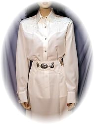 Embroidered Long Sleeve Bridal Blouse with Rhinestones, White