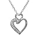Sterling Silver White Diamond Double Heart Pendant (1/10 cttw, H-I Color, I1-I2 Clarity), 18"