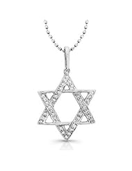 0.14 total carat Round Brilliant Cut Diamond Designer Star of David Symbol Pendant in 14k Gold