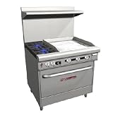 Southbend R 4361A-2TR Range 36 Wide 2 Burners With Standard Grates 33 000 BTU 24 Thermostatic Griddle Right With Convection Oven 32 000 BTU Ultimate Series