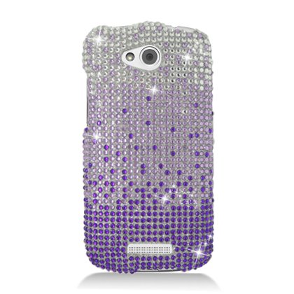 Aimo Wireless HTCONEVXPCDI174 Bling Brilliance Premium Grade Diamond Case for HTC One VX - Retail Packaging - Purple Waterfall
