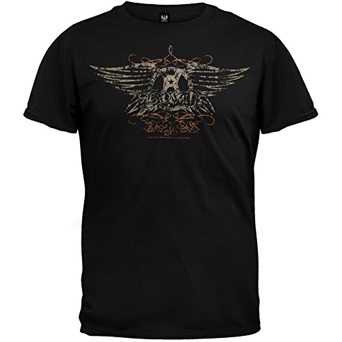 Aerosmith - Mens Faded Wings T-Shirt - Large Black