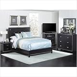 Anastasia 3 Piece Queen Bedroom Set with Complete Bed in Ebony Black