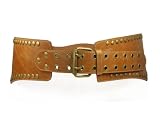 41BC028neXL. SL160  Ladies Wide Nail Head Studded Fashion Belt Color: Tan Size: S/M   38 END TO END Reviews