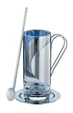 Kitchen & Housewares : Cilio Bistro Beverage Glass with Stainless Steel Holder/Coaster/Sipping Spoon, Set of 2
