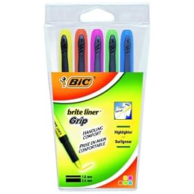 BIC - Ecriture - 5 Surligneurs de Poche assortis Bic Briteliner Grip