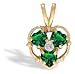 14K Yellow Gold Heart Created Emerald and Diamond Pendant