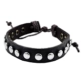 Brown Metal Stud Hemp Handmade Leather Bracelet, #33