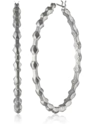 Sam Edelman 40mm Large Faceted Brushed Rhodium Colored Hoop Earrings