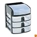 Rubbermaid 9A6000BLA Mini storage drawers with flip-top lid, 8-3/4 high, black with 3 clear drawers
