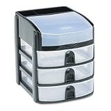 Office Products : Rubbermaid 9A6000BLA Mini storage drawers with flip-top lid, 8-3/4 high, black with 3 clear drawers