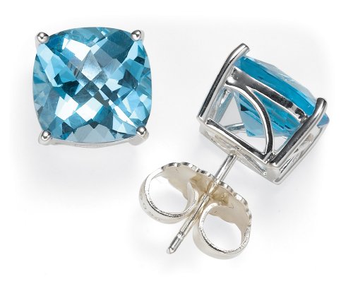 Sterling Silver Blue Topaz Stud Earrings