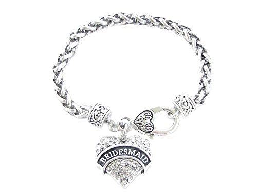 Bridesmaid Clear Crystal Heart Silver Bracelet Jewelry Wedding Maid Honor Gift