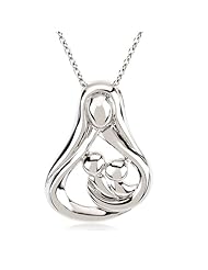 Mother And 2 Children Embrace Necklace in Sterling Silver