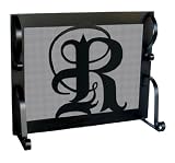 Old English Initial R Fireplace Screen, Single Panel, in Black or Rust Finish: FREE Shipping!