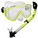 Snorkeling Scuba Dive Side-View Edgeless Mask DRY Snorkel Gear Set, Yellow