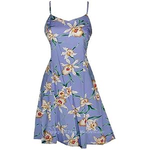 Princess Seam Tailored Fit Sun Dress - Star Orchid Form Fitting A-Line Hawaiian Aloha Style 170 Sun Dress - Mini Style