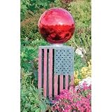 American Flag Gazing Ball Light Cover Stand & Globe - B001B3P4WO