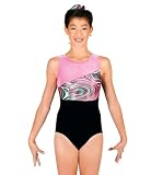 Adult Gymnastic Spliced Tank Leotard - G535SWLM - Black Velvet Swirl Glitter - Medium