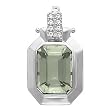 14K White Gold Prasiolite and Diamond Pendant
