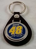 Jimmie Johnson NASCAR Leather and Pewter Keychain