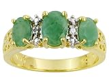 1.33CTW EMERALD WITH DIAMOND ACCENT 18KT OVER STERLING SILVER RING