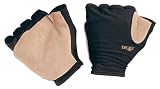 Decade 50302 Gpact Shock-Absorbing Half-Finger Lycra Wraparound Gloves with Leather Palm and Thumb Saddle Pads, Navy Blue and Buff, Medium