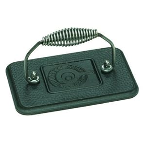 Lodge Logic Pre-Seasoned Rectangular Cast-Iron Grill Press by Irons