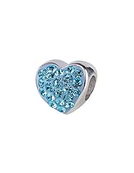 SilveRado(tm) BM004-3 Bling Heart Bling Blue  Bead / Charm