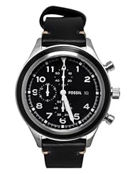 Fossil Compass Chronograph Leather Watch - Black Jr1440