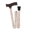 Duro-Med Adjustable Folding Fancy Cane with Derby Top Wood Handle, Beige Floral