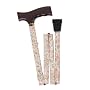 Duro-Med Adjustable Folding Fancy Cane with Derby Top Wood Handle, Beige Floral