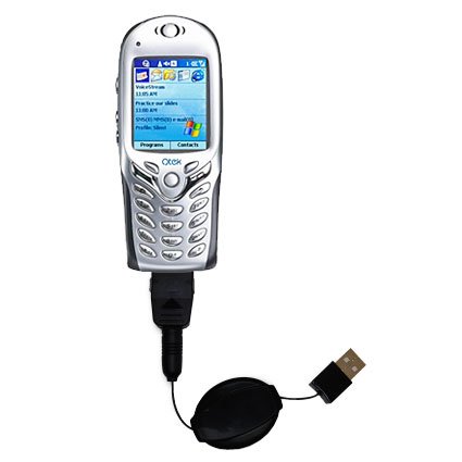 Retractable USB Cable for the Qtek 8080 Smartphone with Power Hot Sync and Charge capabilities - uses Gomadic TipExchange Technology