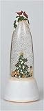 11.75 Lighted Swirl Christmas Tree and Cardinals Glitterdome