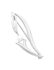 14K White Gold Akoya White Pearl Brooch -- LIFETIME WARRANTY