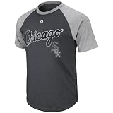 MLB Boys' Chicago White Sox Junior League Short Sleeve Raglan Overdyed Tee (Charcoal Heather/Steel Heather, Small)