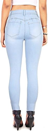 Pink Ice Women's Juniors Distressed Slim Stretchy Skinny Jeans (5, Light Denim)