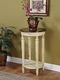 41BCQ5EWXNL. SL160  Powell 845 267 Masterpiece Antique White Round Accent Table with Distressed Cherry Top