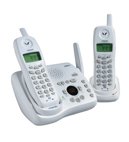 V-Tech VTT2450 2.4 GHz Cordless Telephone with Caller ID and Digital Answering Device in White (2 Handset Bundle)