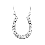 10K White Gold 1/2 ct. Diamond Horse Shoe Pendant with Chain
