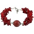 EXP Handmade Coral & Silver Two-Strand Bracelet