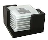 Four Glass Photo Coasters with Holder