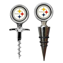 Pittsburgh Steelers Cork Screw and Wine Bottle Topper Set NFL Football