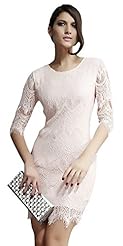 3/4 Sleeves Polyester Ankle Length Lace Party Dress/Mini Dress 