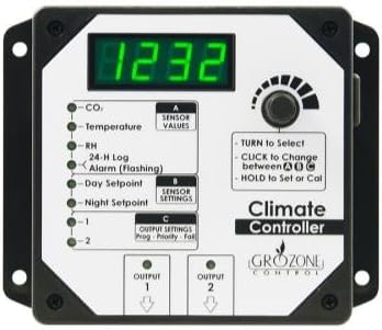 Grozone Control HTC Climate Controller (Temp, RH, & CO2) Two Outputs w/ Digital Display