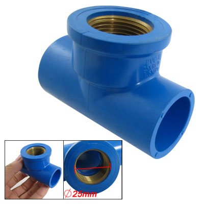 Amico 25mm Female Thread 3 Way T Connector Water Splitter PVC-U Pipe Fitting