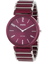 Jowissa Womens J6.136.L Fina Round Stainless Steel and Raspberry Aluminum Bracelet Watch