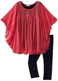 Little Ella Girls 2-6X Lucy Tunic And Legging, Mango/Navy, 5/6