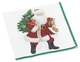 Caspari Lynn Haney Santas 2 Paper Lunch Napkin Package, Ivory